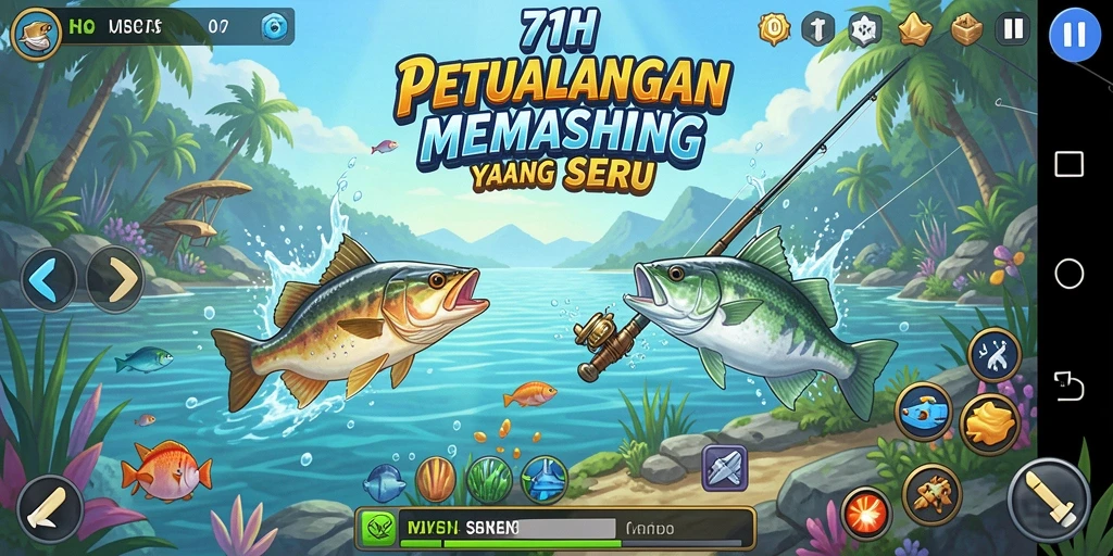 Gameplay seru di 71H dengan berbagai jenis ikan yang menarik.