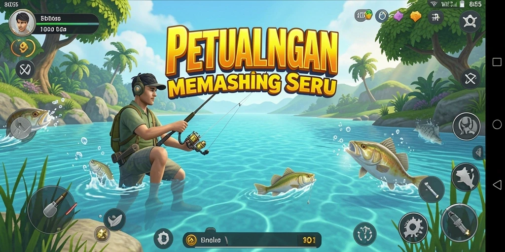 Tangkapan ikan besar dalam permainan Fishing 8055.