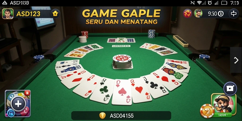 Tampilan seru gameplay Gaple di ASD123 yang penuh strategi.