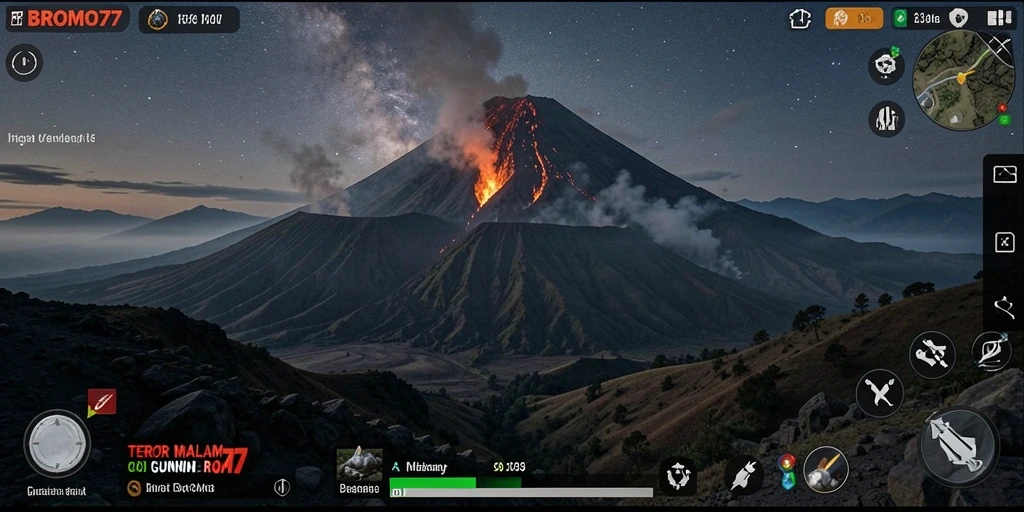 Screenshot gameplay BROMO77 dengan suasana menyeramkan.