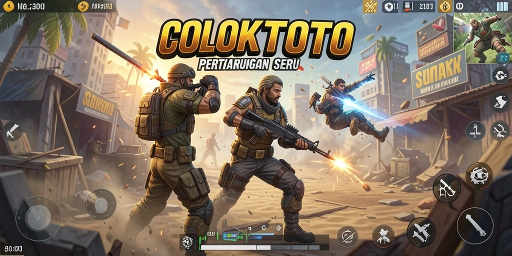 Tampilan gameplay seru dalam COLOKTOTO dengan aksi Battle Royale.