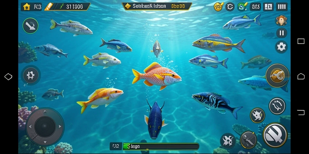 Gameplay F32 yang menampilkan aksi tembak ikan yang seru.