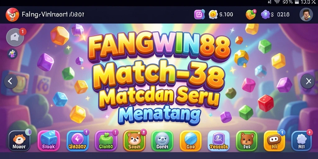 Screenshot gameplay FANGWIN88 dengan kombinasi item Match-3 yang menarik.