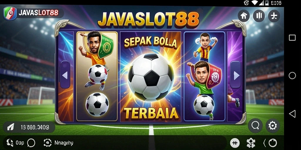Screenshot gameplay JAVASLOT88 menghadirkan suasana sepak bola yang seru.