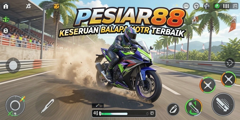 Gameplay seru dari PESIAR88 dengan motor balap yang cepat.