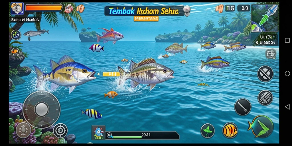 Screenshot UH77 menampilkan gameplay seru Tembak Ikan.