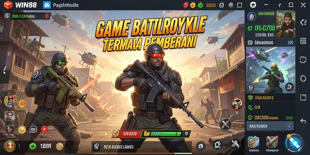 Tangkapan layar gameplay WIN88 menunjukkan aksi seru dalam pertempuran Battle Royale.